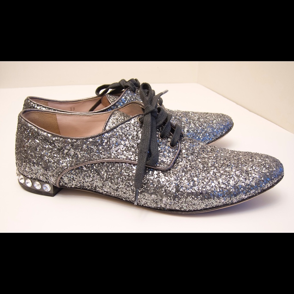Miu Miu glitter oxfords 39/8.5